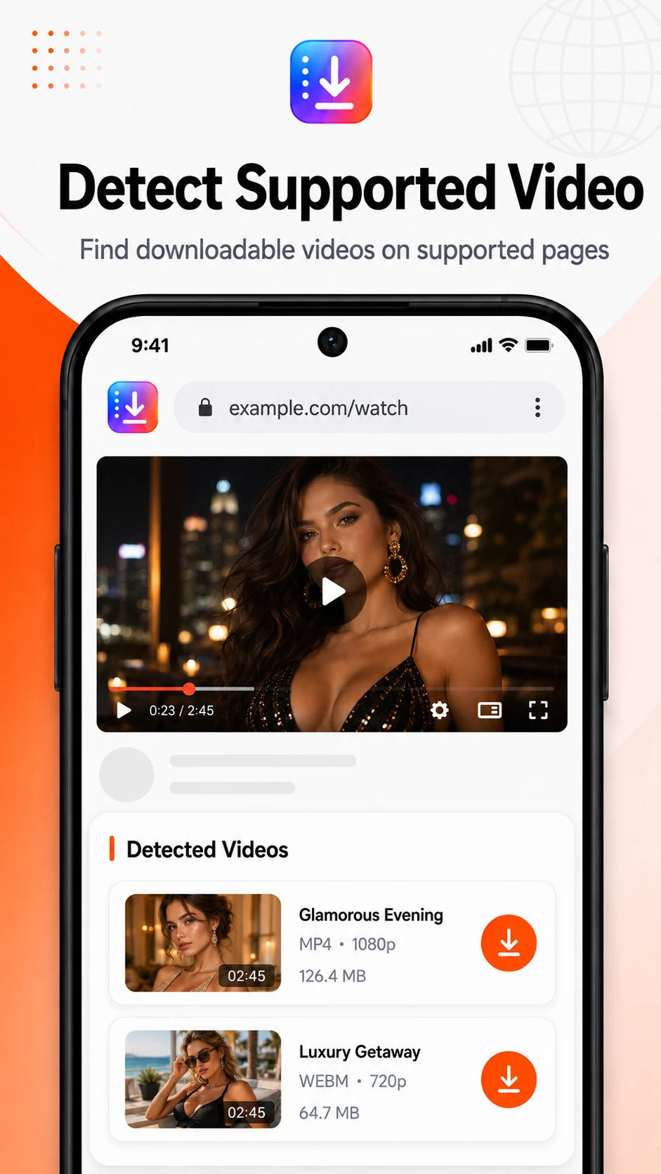 Supported video detection screen